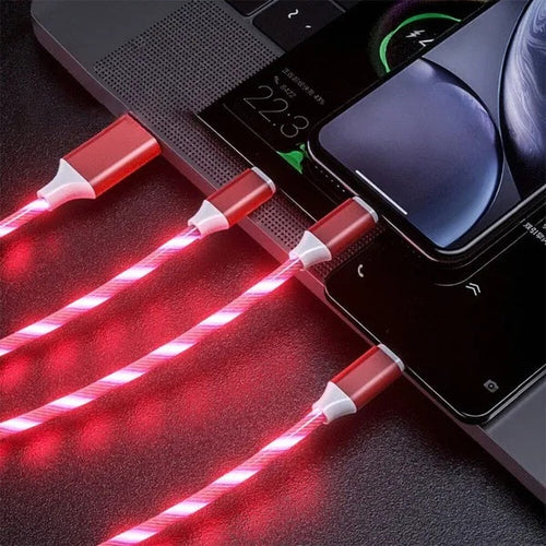 3 In 1 LED Fast Charging Cable Adapter For  Micro USB Type C Charger